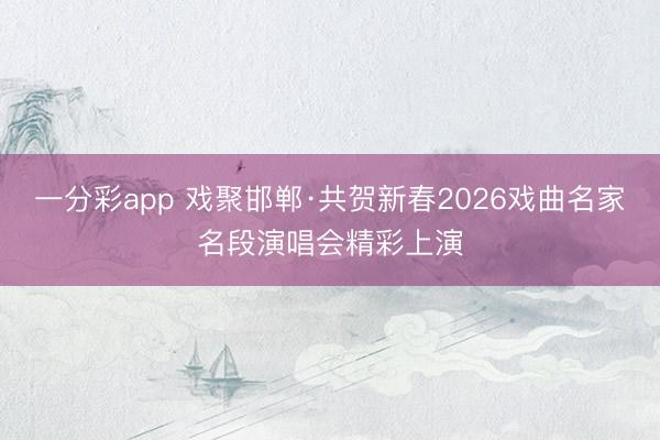 一分彩app 戏聚邯郸·共贺新春2026戏曲名家名段演唱会精彩上演